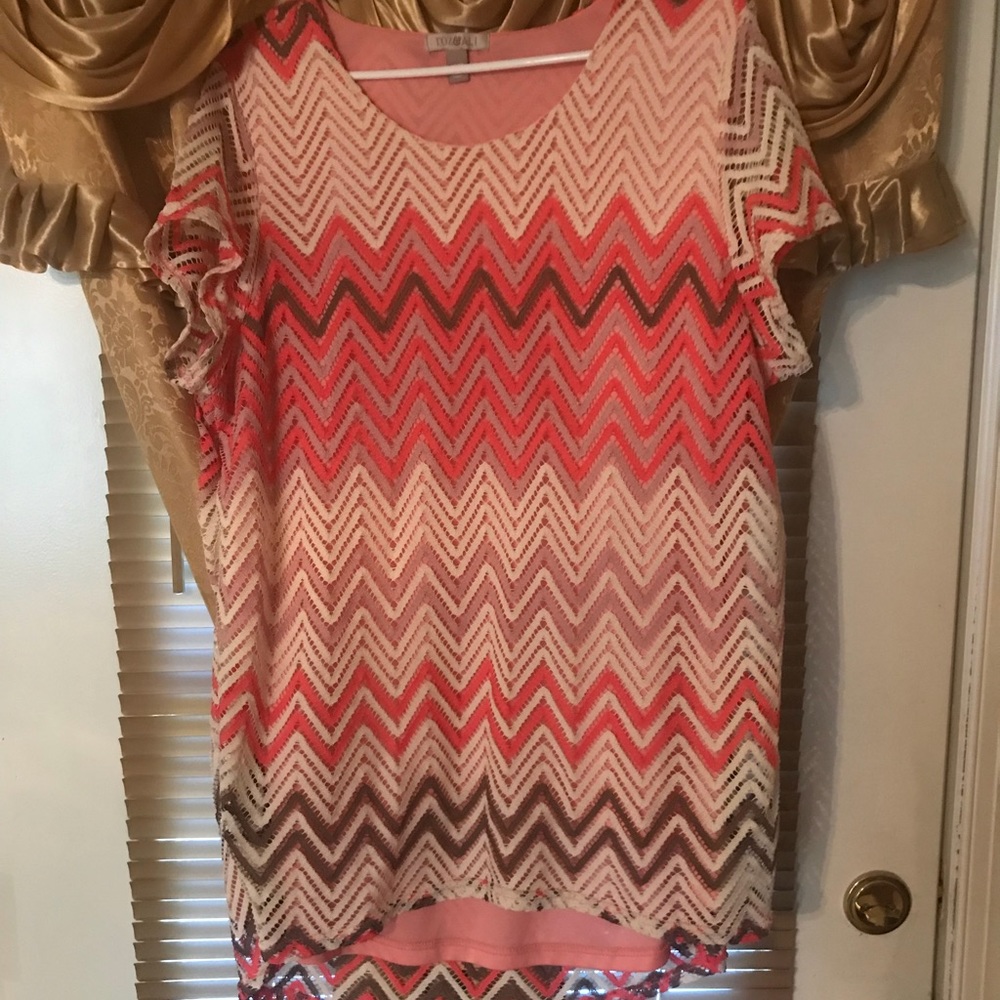 Chevron coral and tan dressy shirt